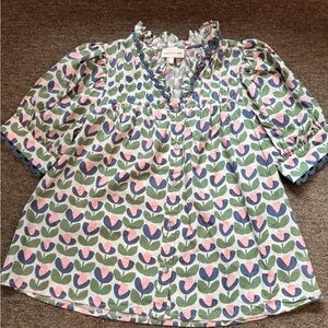 Entro Pink and Green Floral Blouse